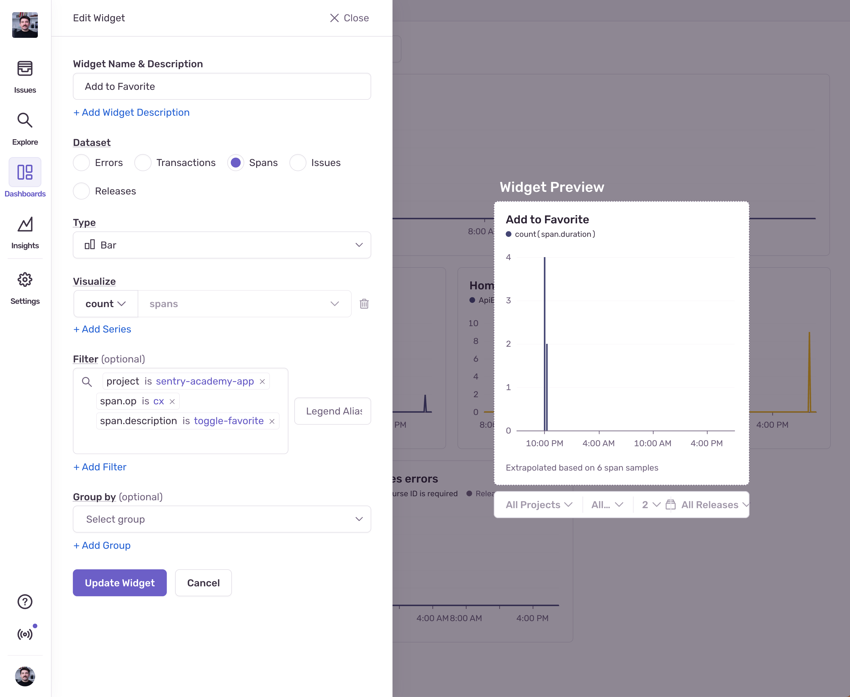 Courses list add to favorites widget