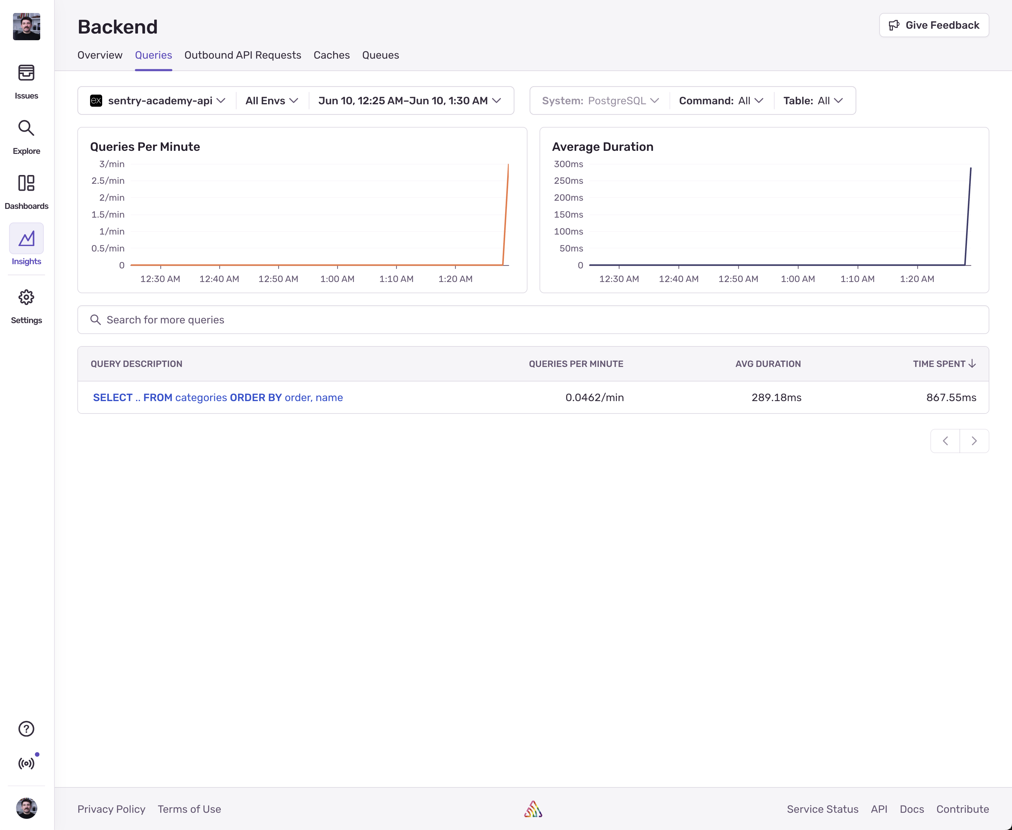 Queries Page Manual Instrumentation